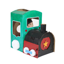 幼儿园儿童可穿戴坦克纸壳飞机玩具手工diy模型创意涂色纸质汽车
