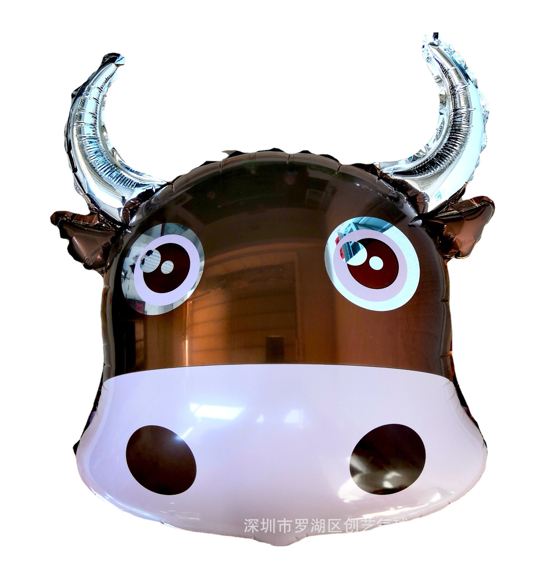 广告定制卡通牛头铝膜气球广告文字双面印刷不同logo造型铝膜气球