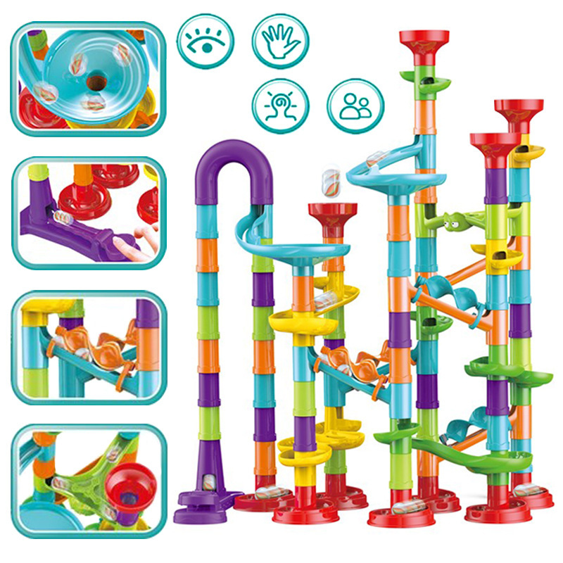 Cross-Border New Product Variety Slide Buliding Blocks Splicing Toy Catapult Pipe Assembling Three-Dimensional Maze Ball Track