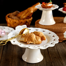 欧式带盖陶瓷蛋糕高脚托盘家用零食水果盘点心架试吃盘子甜品托台
