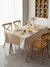 纯色桌布防水免洗棉麻布艺原木风北欧简约高级长方形茶几餐桌台布