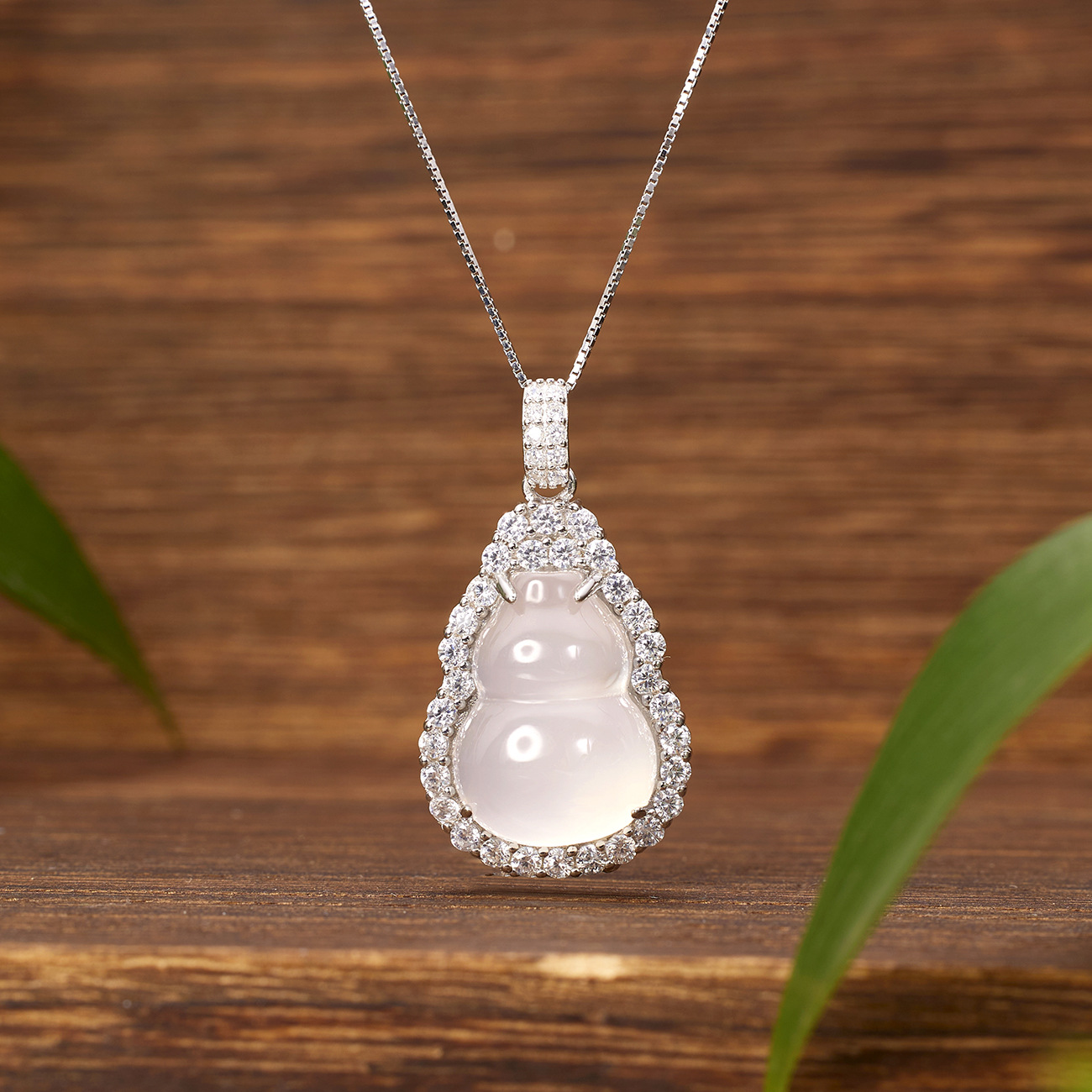 s925 silver high ice chalcedony gourd necklace white ice transparent chalcedony pendant national fashion ornament women‘s fashion grandeur design wholesale