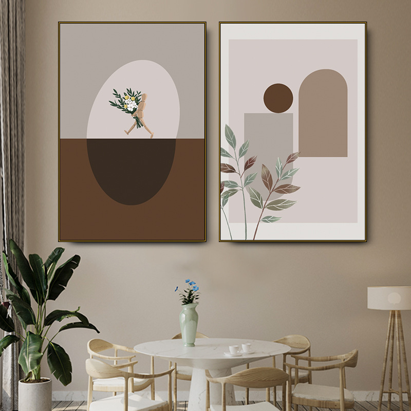 现代简约ins风手绘抽象莫兰迪色客厅装饰画餐厅背景挂画卧室壁画