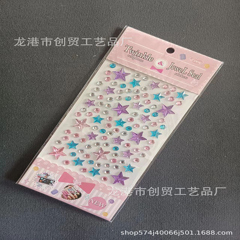 Wholesale Children's Toy Gem Stickers Crystal Ornament Acrylic Stickers Diy Decorative Rhinestone Girl Face Stick-on Crystals