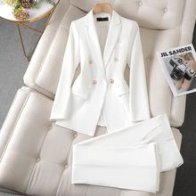 白色西装套装女双排扣春秋新款职业工作服时尚气质小西服外套