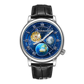 白名单品牌圣百年手表男士防水机械表全自动镂空潮夜光商务男腕表