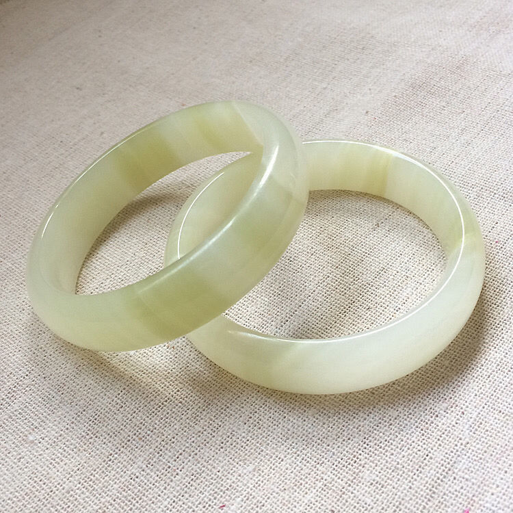 珠宝阿富汗缠丝玉手镯冰种蚕丝玉镯手镯子玉石镯女款镯子玉器扁条