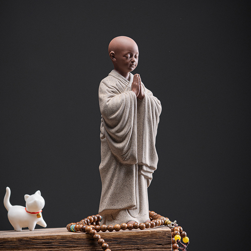 中式禅意陶瓷小和尚家居人物摆件创意客厅工艺品办公桌面装饰摆设