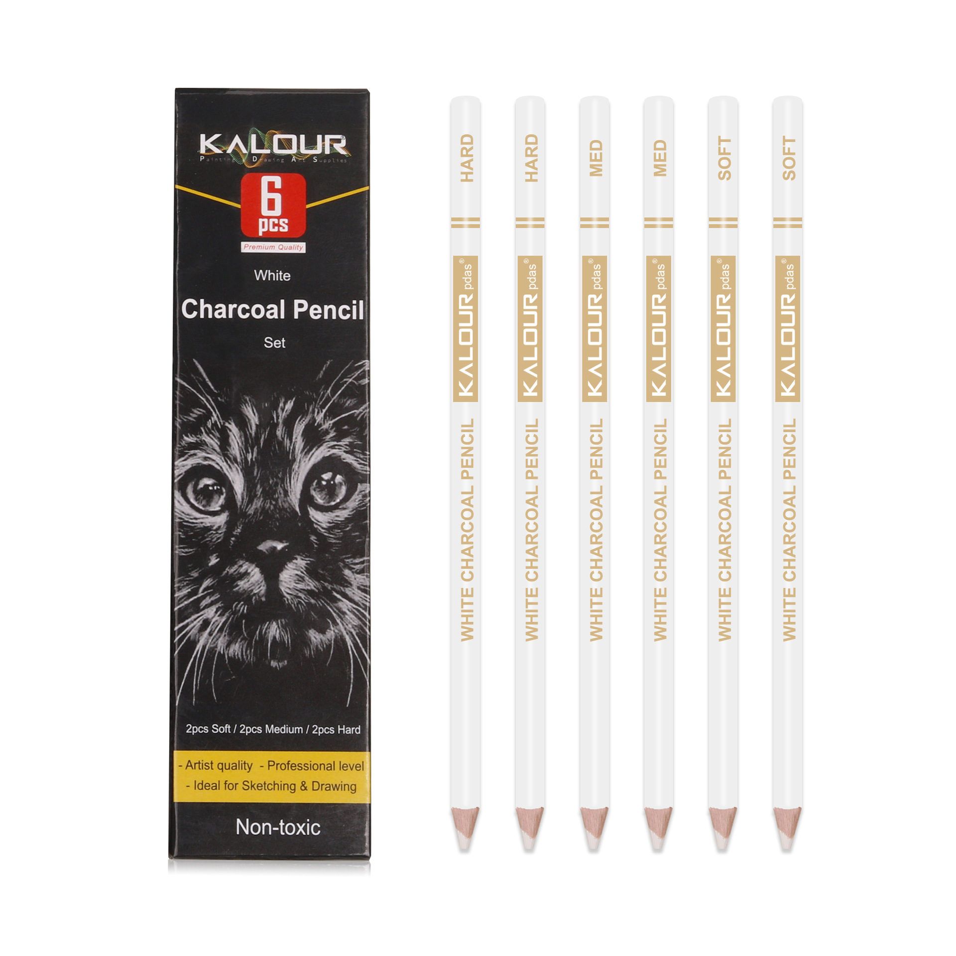 Charcoal Pen Professional High-Gloss White Carbon/Black Carbon/Color Carbon Sketching Pencil Art Painting Tools