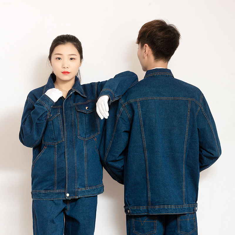 Factory in Stock Zipper Denim Overalls Suit Men's Spring and Autumn Welding Workshop Labor Protection Clothing Construction Site Tooling Wholesale