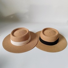 超轻便携平顶宽檐女士出游度假防晒沙滩帽夏季海边遮阳帽草帽子