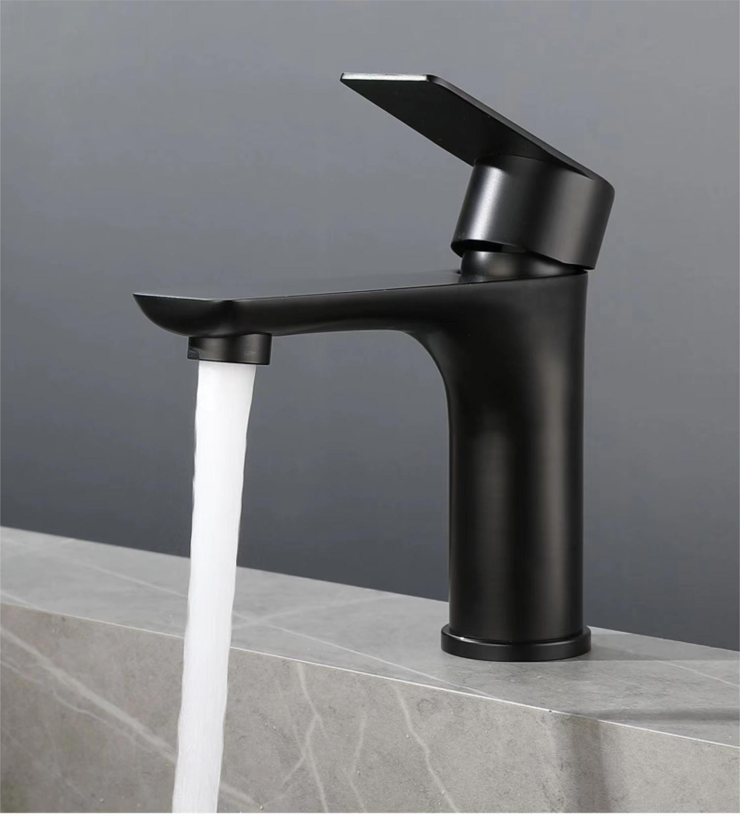 Gun Gray Black 304 Stainless Steel Hot and Cold Faucet Flat Single Hole Washbasin Basin Bathroom Basin Faucet Water Tap