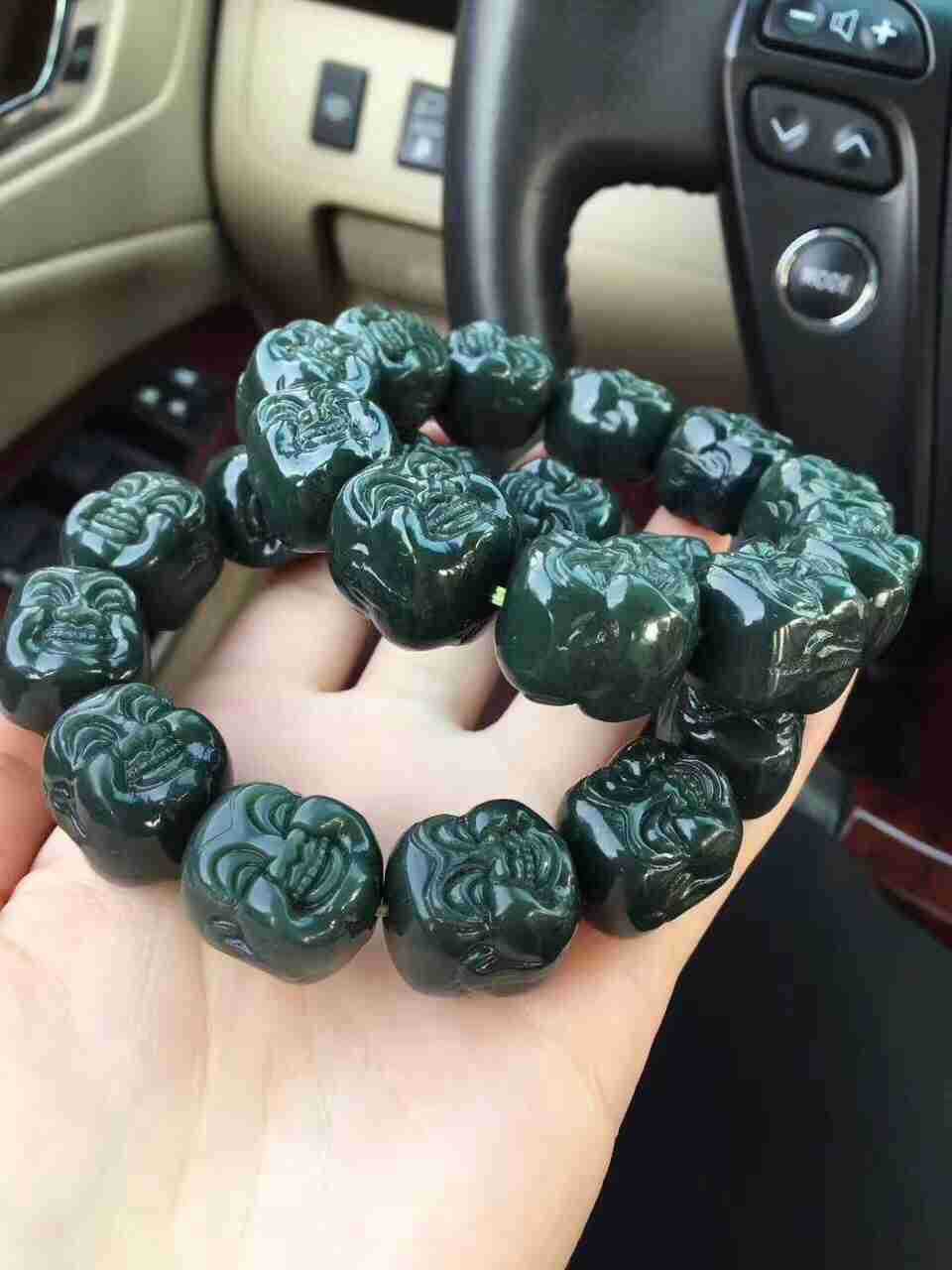 新疆和田玉青玉手链罗汉手串-阿里巴巴