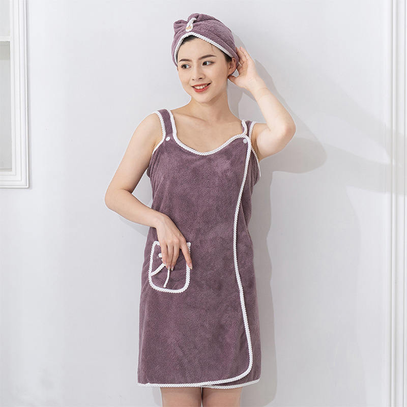 Wholesale Adult Wearable Bath Towels Spaghetti Straps Chest Wrap Bath Skirt Bathrobe Female Sexy Bath Towel Thickened than Pure Cotton Absorbent