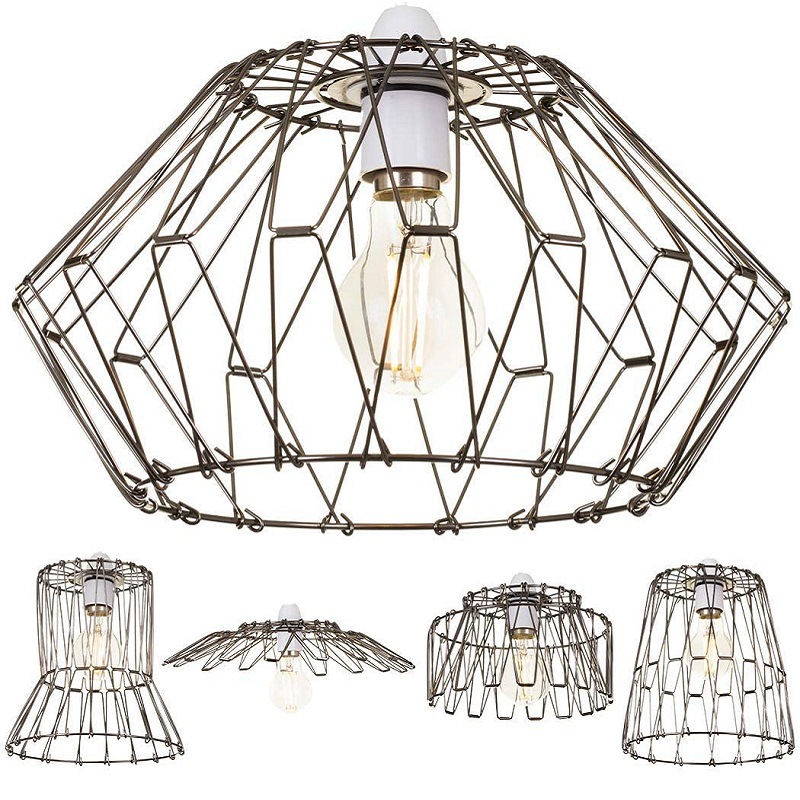 跨境新品百变铁艺铁线吊灯电镀喷漆diy铁艺吊灯吸顶灯配电线吸顶