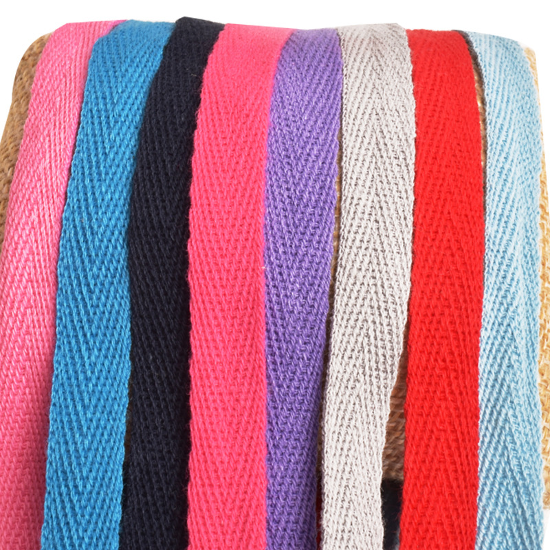 Factory Cotton 1cm Herringbone Strap Thousands of Color Spot Post Collar Ribbon Clothing Collar Hat Strap Clothing Clothing Material