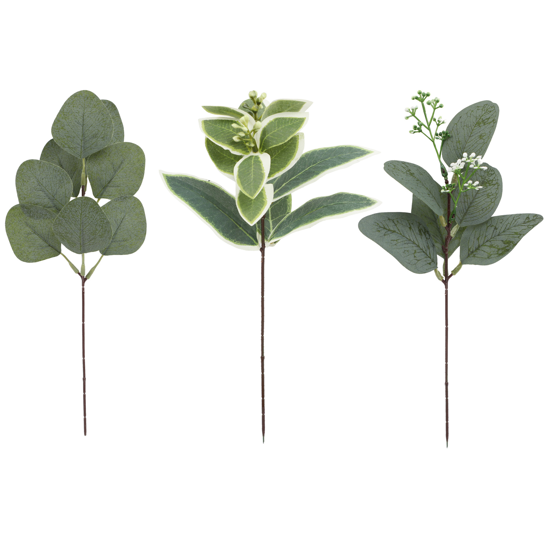 Emulational Eucalyptus Twig Cutting Cross-Border New Arrival Eucalyptus with Fruit Eucalyptus Leaves Green Plant Flower Arrangement Accessories in Stock Wholesale