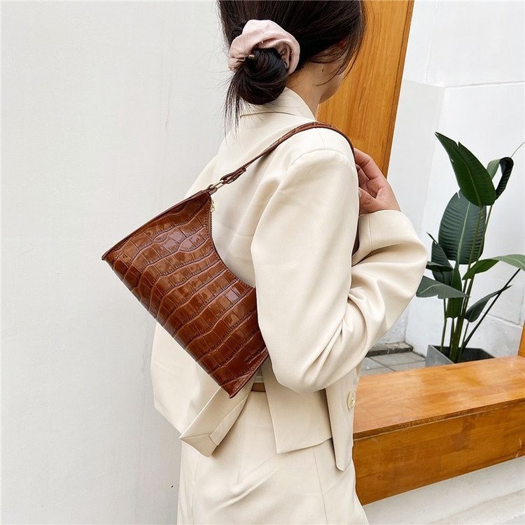 2021 Summer New Fashion Bags Korean Style Japanese Style Fresh Stone Pattern Shoulder Bag Solid Color Underarm Bag Women's Bag