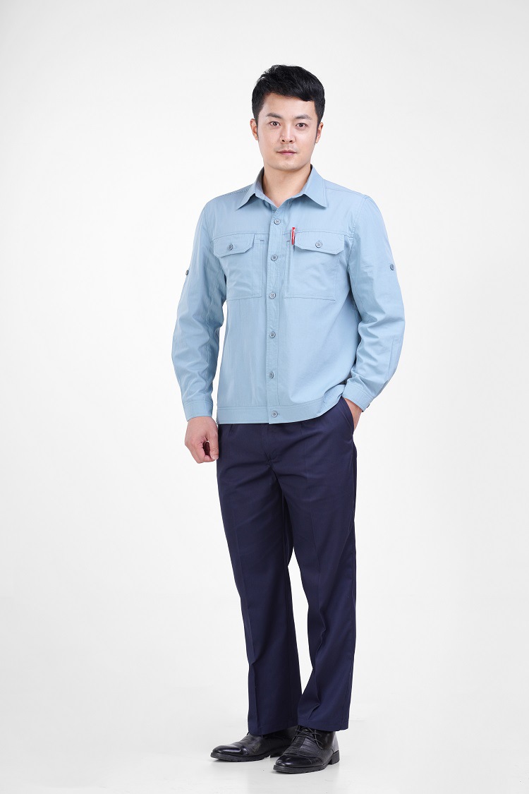 夏季车间工作服长袖套装劳保工作服厂服带反光条建筑工地厂家批发06