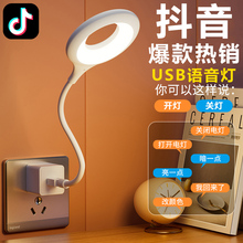 柔光人工语音控制小夜灯智能USB插电台灯卧室LED声控灯感应床头倍