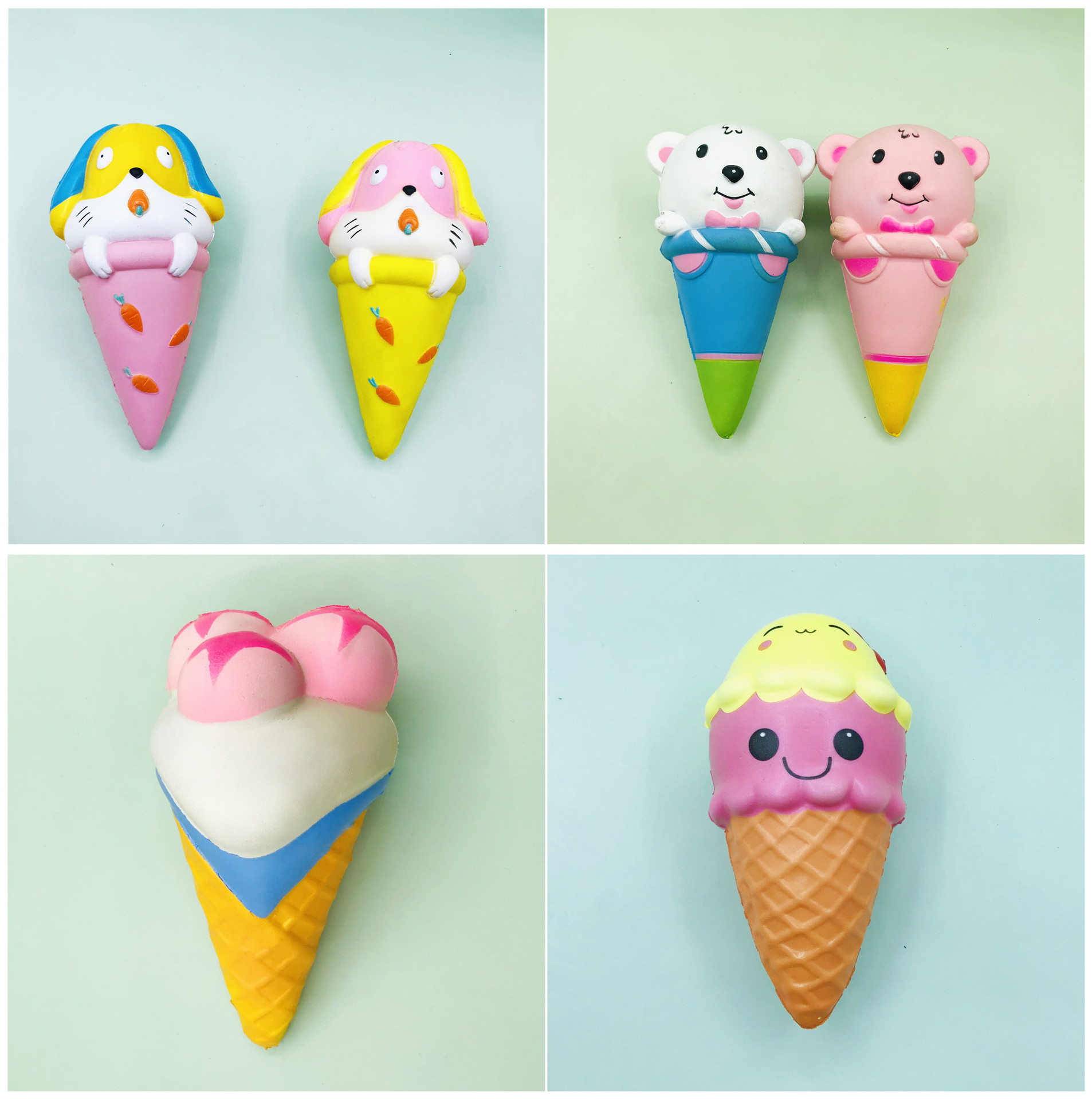 新款小猫狗甜筒冰淇淋pu慢回弹解减压玩具发泄仿真捏捏乐儿童玩具