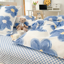 Thickened cotton four-piece sheet and duvet set