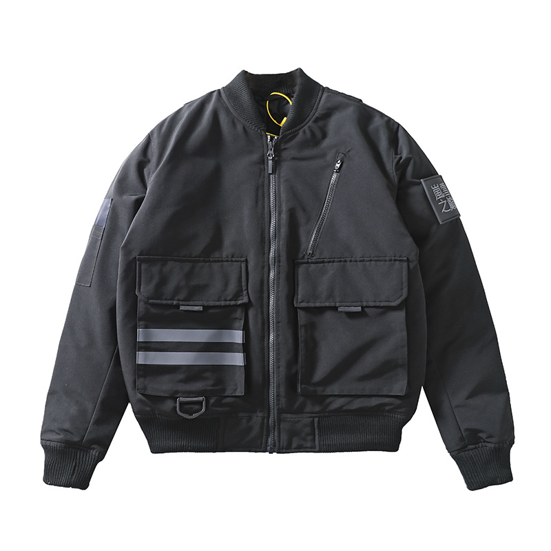 大鹅款 90白鸭绒防风防水反光短款棒球领飞行员空军夹克羽绒服男