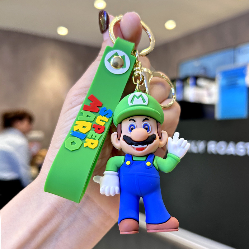 2023 New Creative Cartoon Epoxy Super Mary Keychain Cute Doll Mario Schoolbag Car Lanyard