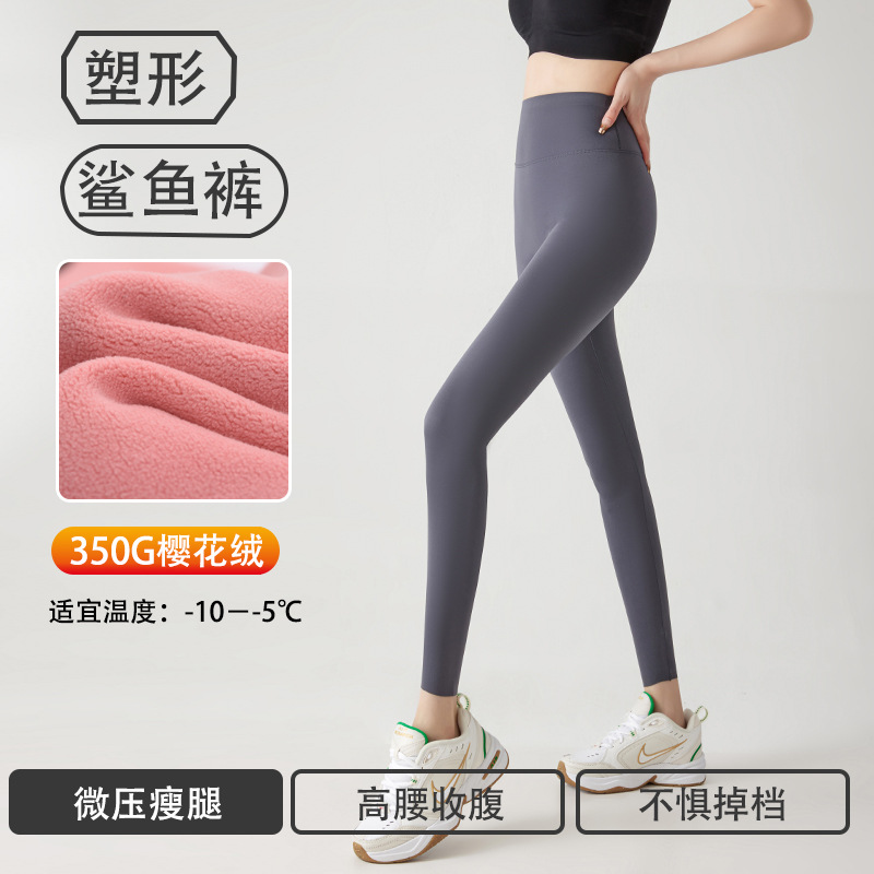 鲨鱼裤女外穿春秋冬季加绒加厚高腰紧身提臀瑜伽芭比打底裤可外穿