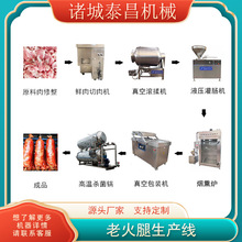 青岛老火腿加工设备大型香肠生产线纯肉肠果木熏烤制作机器