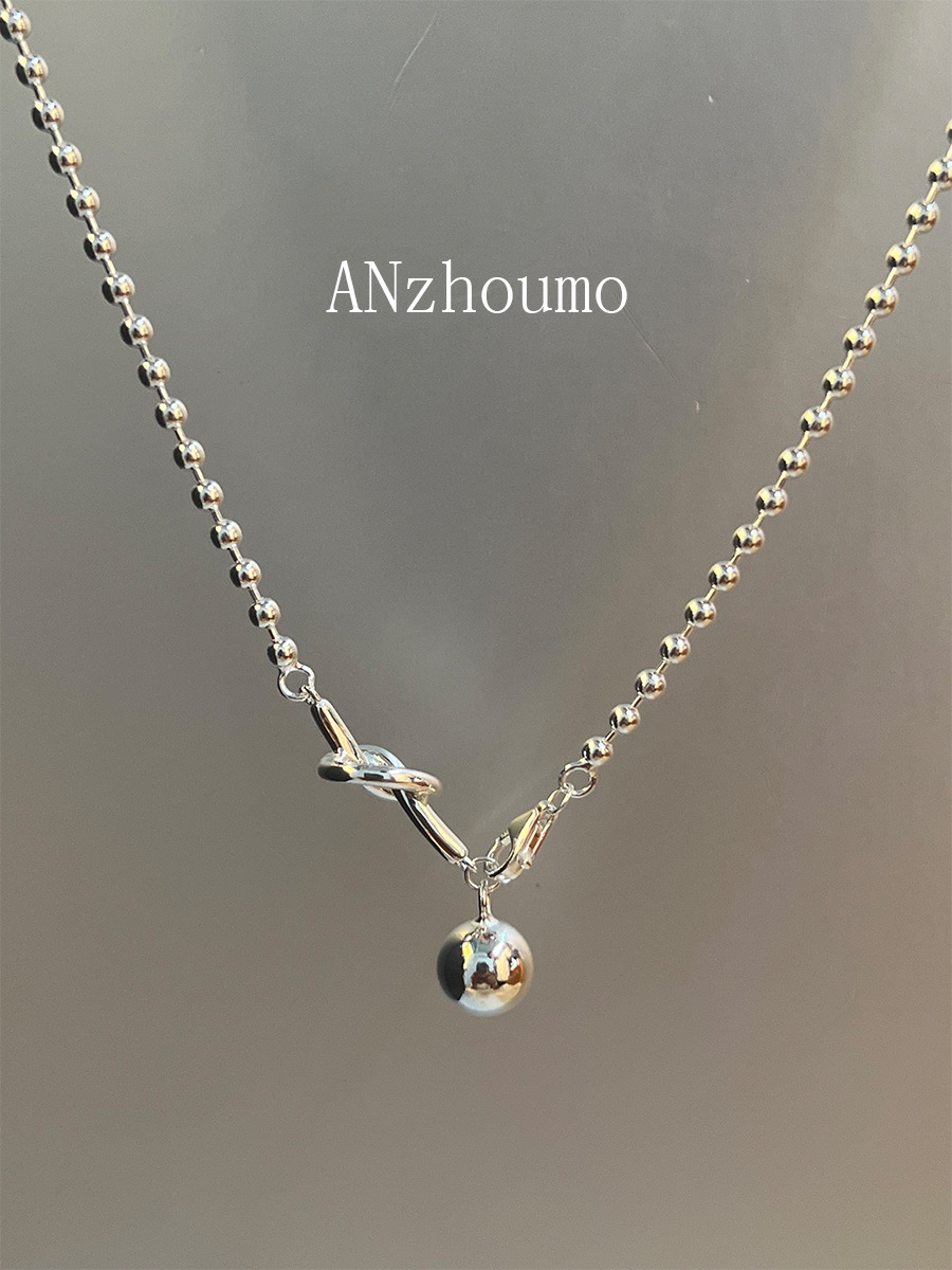 Korean-Style 925 Sterling Silver Ins Style 18K Special-Interest Design Knotted Heart Temperamental Matching Necklace for Women on Weekends