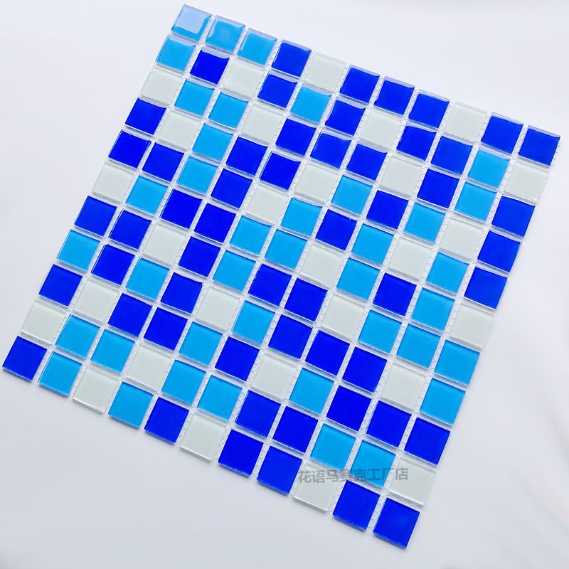 Mosaic Self-Adhesive Crystal Glass Tile Mirror Background Wall Bathroom Pool Wall Sticker Fish Pond Swimming Pool Puzzle