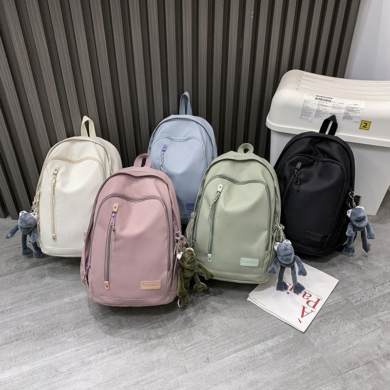 New Japanese Schoolbag Female College Students Simple Backpack Korean Junior High School Students Solid Color Backpack Female High School Students