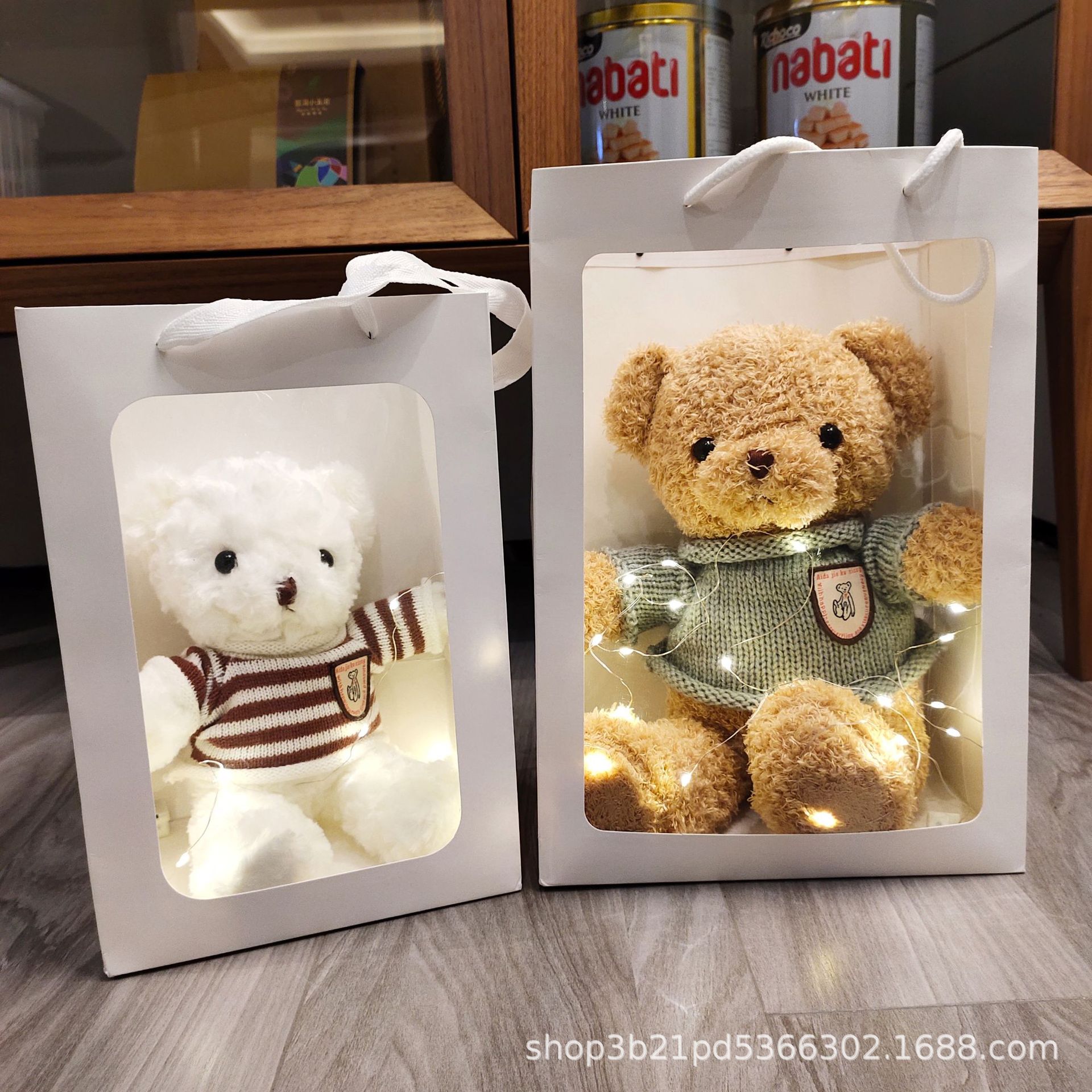 wholesale teddy bear doll doll floor push doll plush toys women‘s day birthday gift printed logo