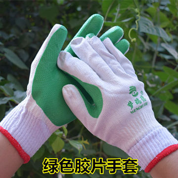 劳保手套浸胶半胶绿胶片加厚耐磨工作胶皮手套劳保防滑批发包邮