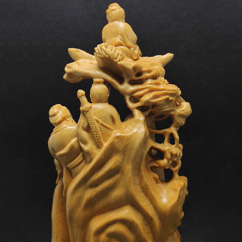 崖柏木八仙过海木雕摆件17×8×5.8cm饰书房书桌面装饰工艺厂批发