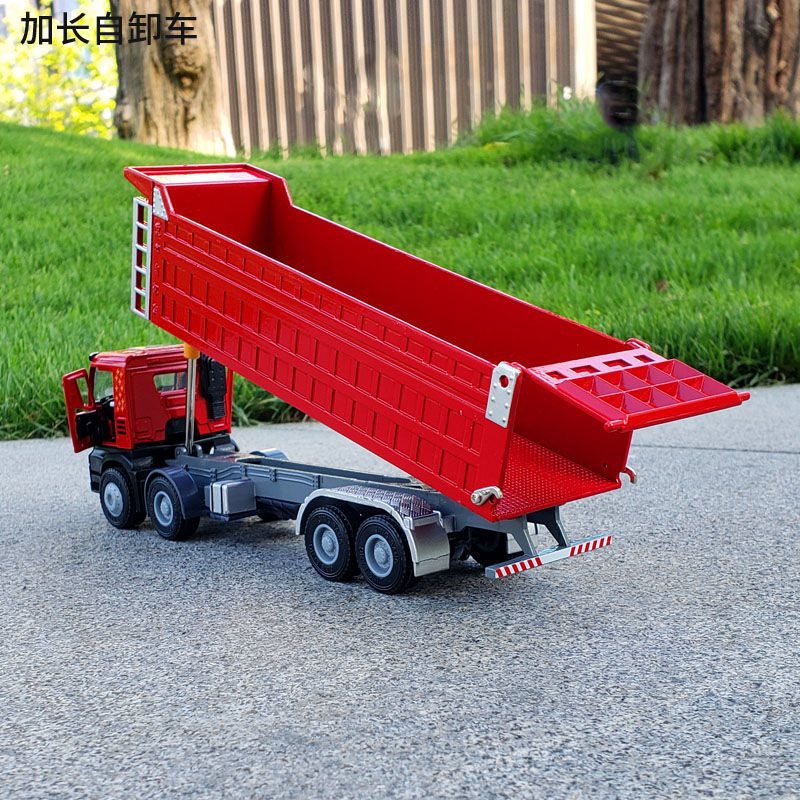 1:50重型仿真工程车运输翻斗车合金车模型金属卡车开门儿童玩具车