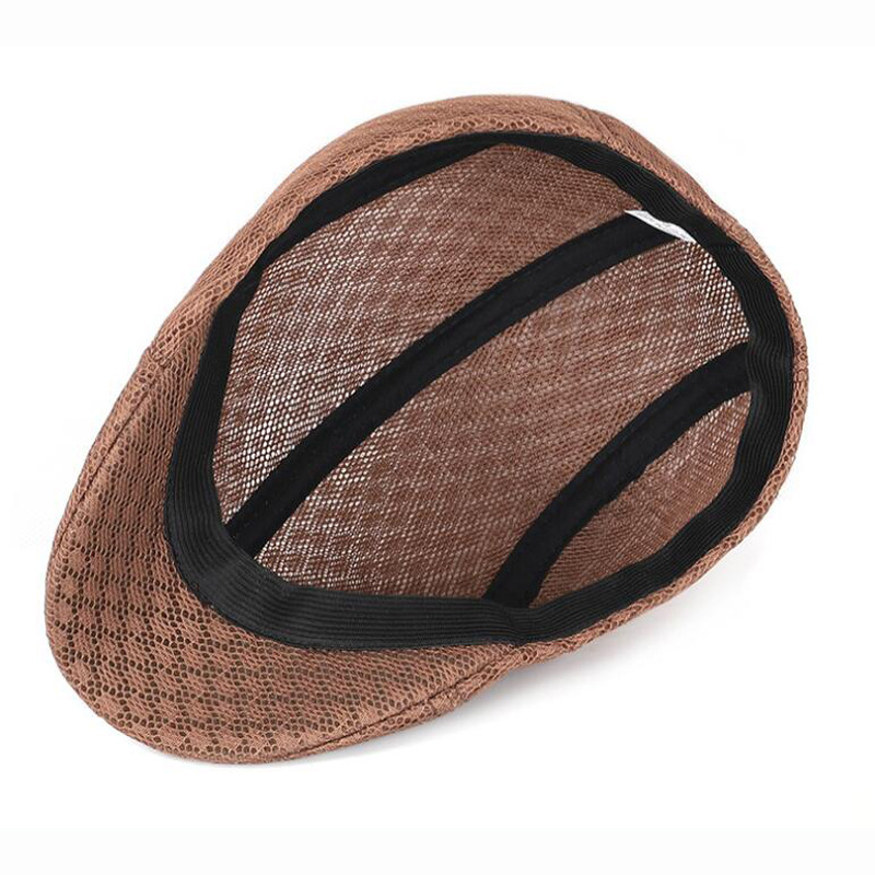 Spring and Summer Men's and Women's Beret Solid Color Hollow Mesh Peaked Cap Advance Hats Middle-Aged and Elderly Breathable Sun Hat Wholesale