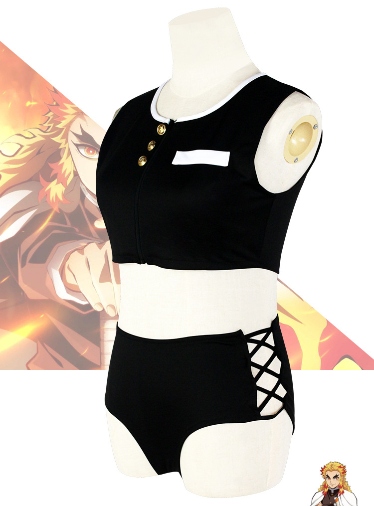 鬼灭之刃泳装cos炼狱杏侍郎炎柱套装雪纺比基尼cosplay动漫