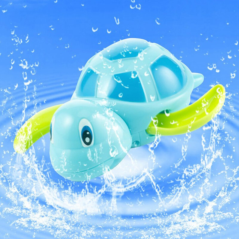 宝宝洗澡玩具游泳玩水玩具发条小乌龟搪胶动物戏水玩具0-1-2-3岁