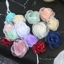 韩版十五片纱花雪纱布艺花烧边花 手工服装辅料发夹饰品配件
