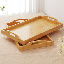 日式木质托盘家用长方形茶盘竹制烧烤盘餐厅酒店商用端菜上菜餐盘