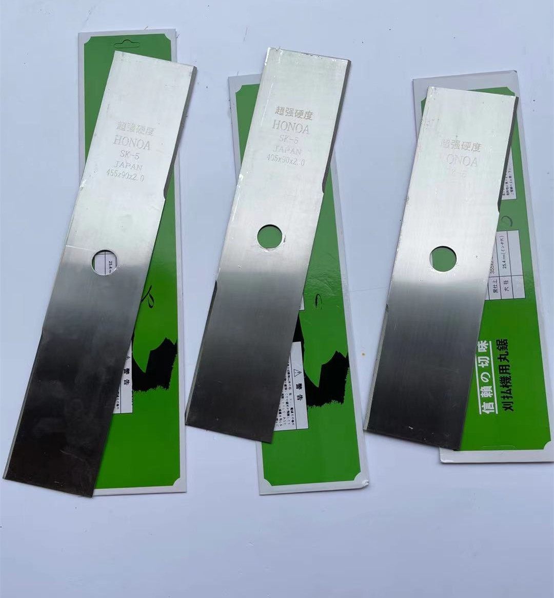 批发割草机进口sk5加长一字刀片割灌机通用配件455mm加厚白钢刀片