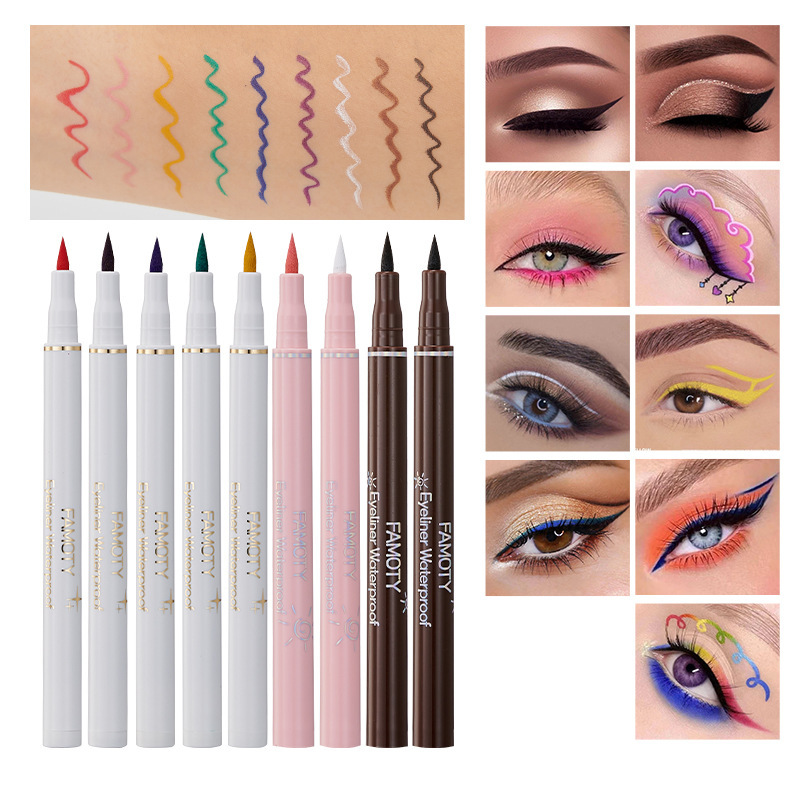 Famoty Color Eyeliner Long-Lasting Quick-Drying Waterproof Eyeliner Eye Shadow Pen Cosmetics Wholesale Not Smudge Liquid Eyeliner