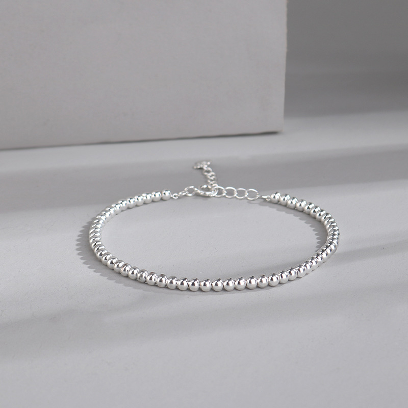 Beanie Beads S925 Sterling Silver Small Beads Bracelet Female Full Light Bead Minimalist Creative European and American Temperament Bracelet Factory Wholesale