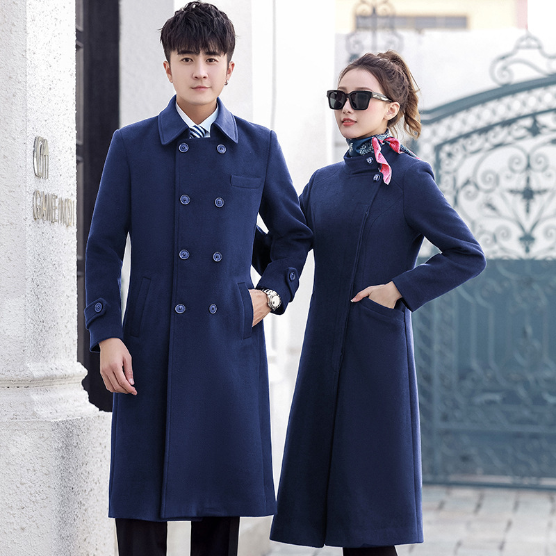 职业毛呢外套女加厚冬季中长款工装呢子大衣男销售前台接待工作服