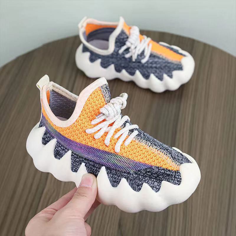 Boys and Girls Flying Woven Coconut Shoes Octopus Spring and Autumn New Children's Soft Sole Sneakers Medium and Big Children's Casual Sneakers