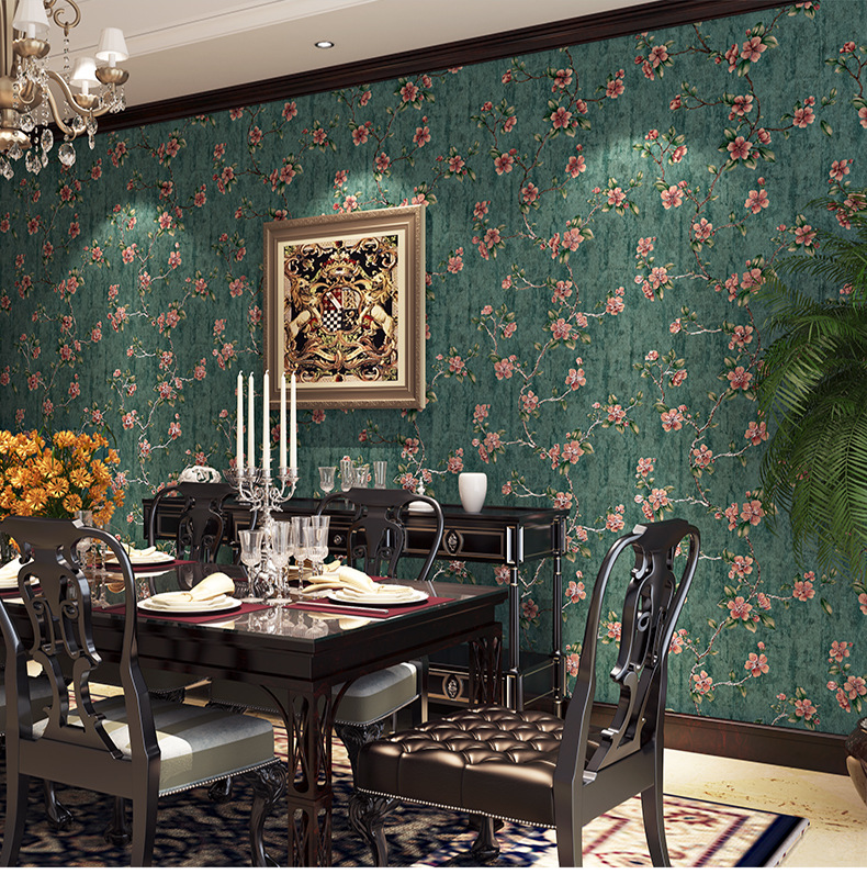 3d立体自粘美式墙纸墙纸客厅卧室电视背景墙复古做旧田园花纹壁纸