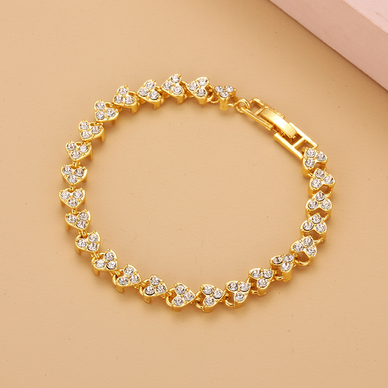 Wish Popular Foreign Trade European and American Roman Bracelet Female Zircon Crystal New Style Bracelet Diamond-Embedded Fashion Ornament Full Diamond
