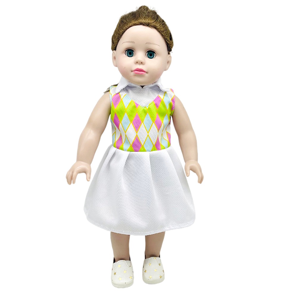 18寸美国女孩娃娃衣服43cm夏芙娃娃衣服菱形连体裙跨境新品批发